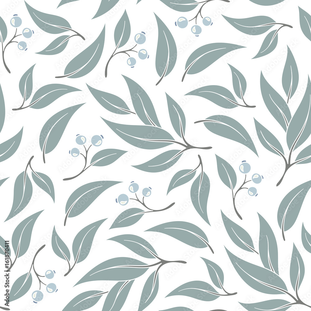 Seamless eucalyptus leaf pattern. Seamless eucalyptus leaf pattern.