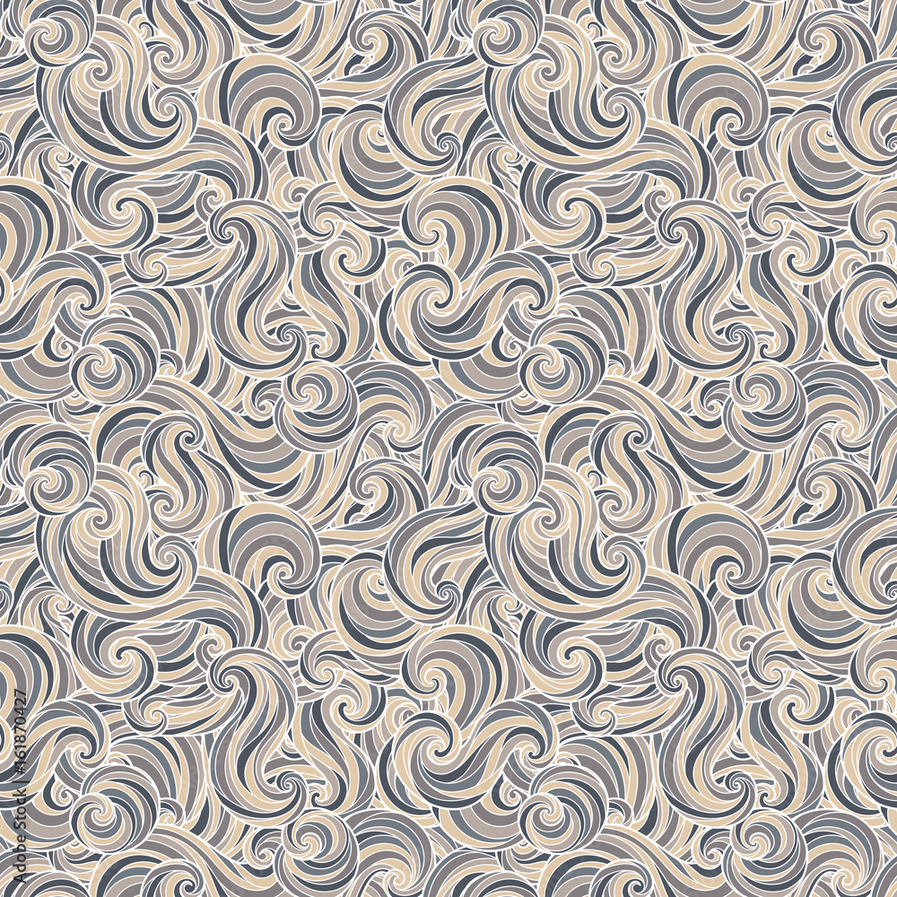 Fototapeta premium Seamless abstract hand-drawn waves pattern