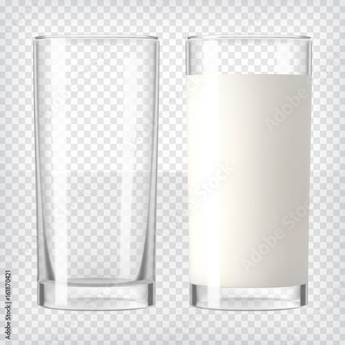 Milk in a glass and an empty glass