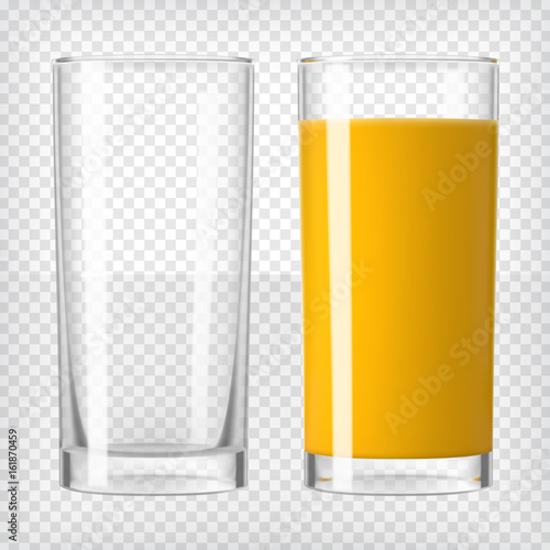 Orange juice and an empty glass