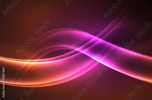 Vector glowing wave, smoke © antishock