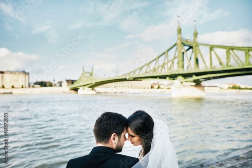 Wedding photo at old city background © veles_studio