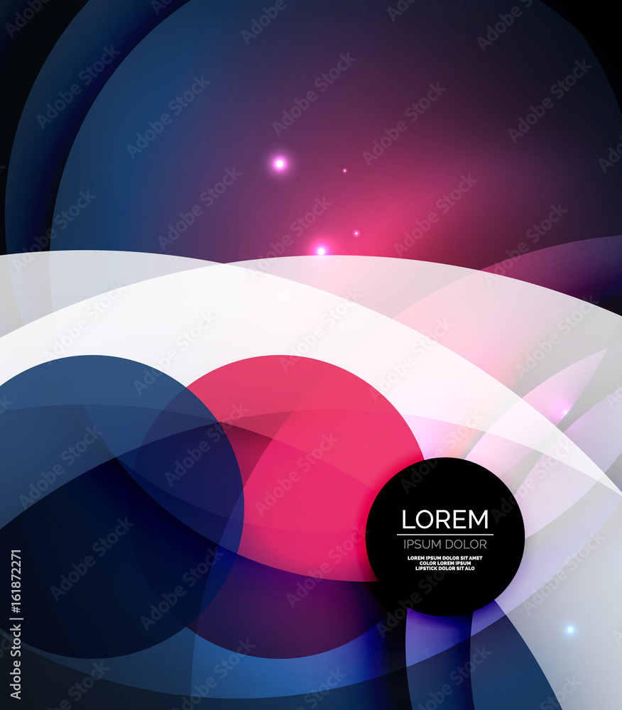 Overlapping circles on glowing abstract background Overlapping circles on glowing abstract background