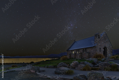 The Church of the Good Shepherd is situated on the shores of Lake Tekapo , Mackenzie District, Canterbury Region, South Island of New Zealand