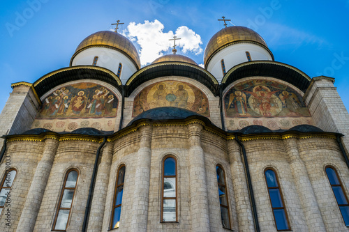 MOSCOW, RUSSIA - JUNE 20, 2017: Inside Kremlin. Assumption Cathedral.