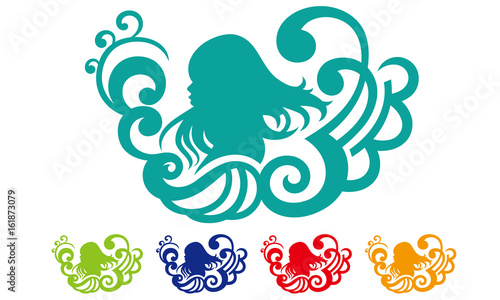 女性のロゴ風模様デザイン