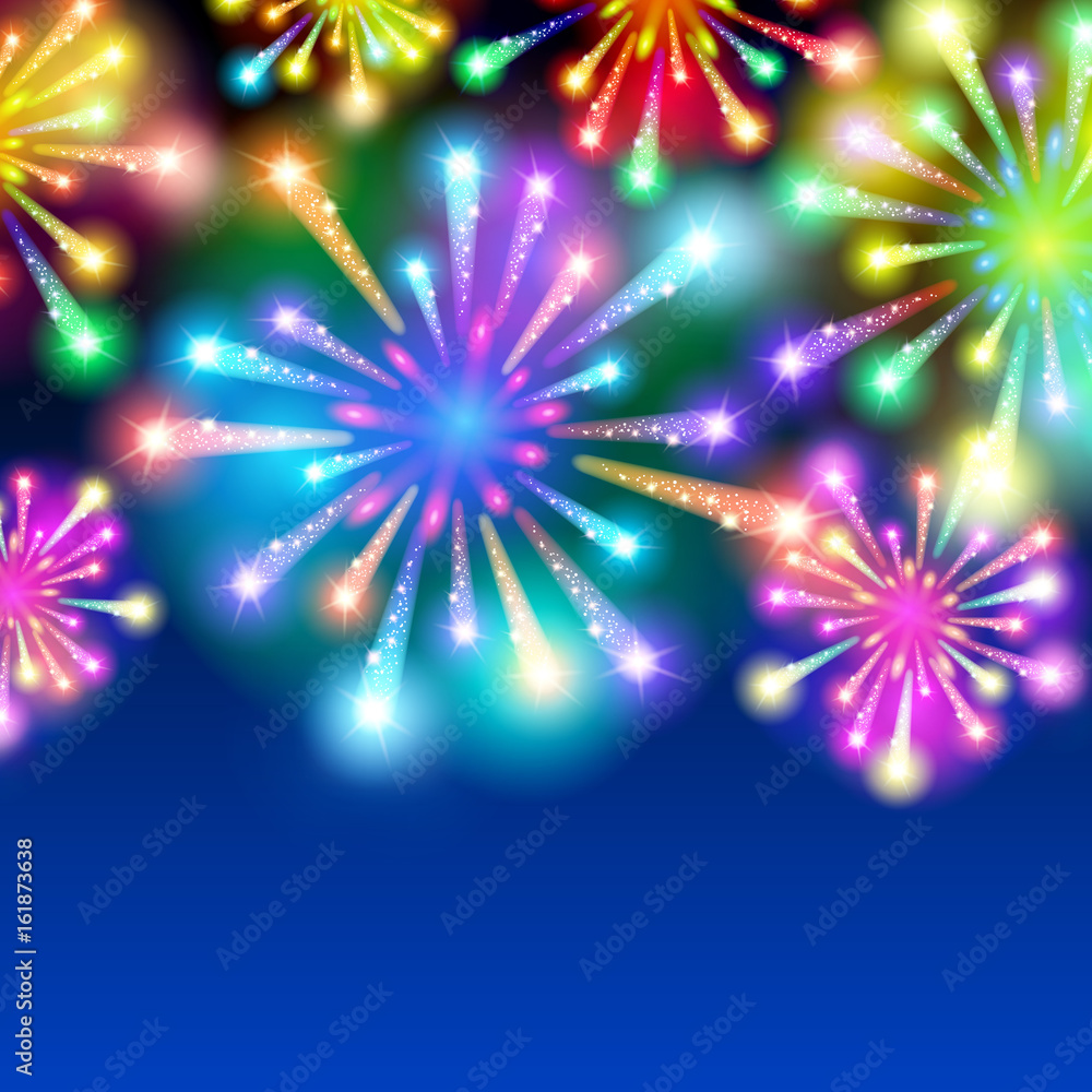 Fototapeta premium Large Fireworks Display - vector illustration background