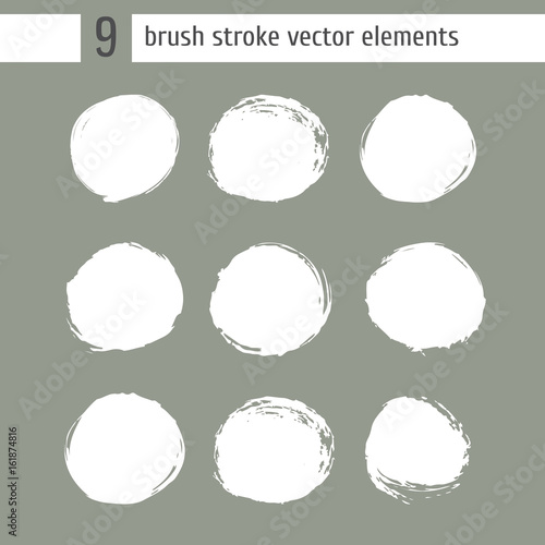 Collection of hand drawn brush and ink background circle with nature texture.