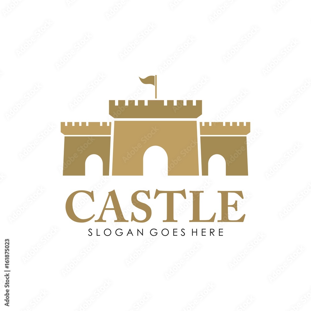 Naklejka premium Castle logo, icon, and illustration vector