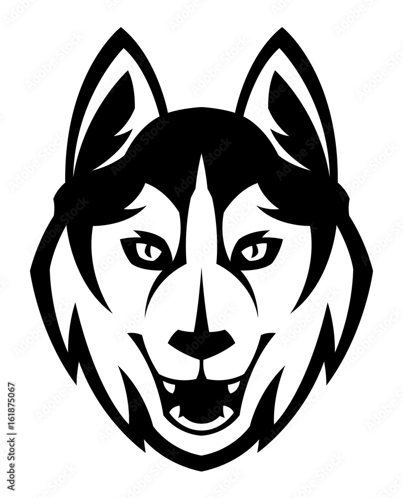 Fototapeta premium Black dog head on a white background