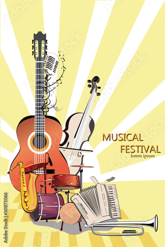 Series of musical backgrounds. Jazz poster. Hand drawn vector.