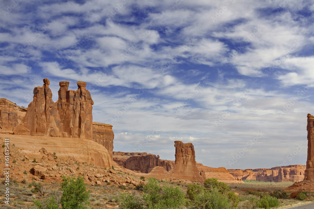 Big Sky over Three Gossips in Arches National Park in Utah