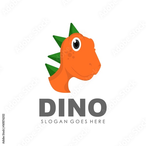 Cute dinosaur logo design vector © RahmawatiDian
