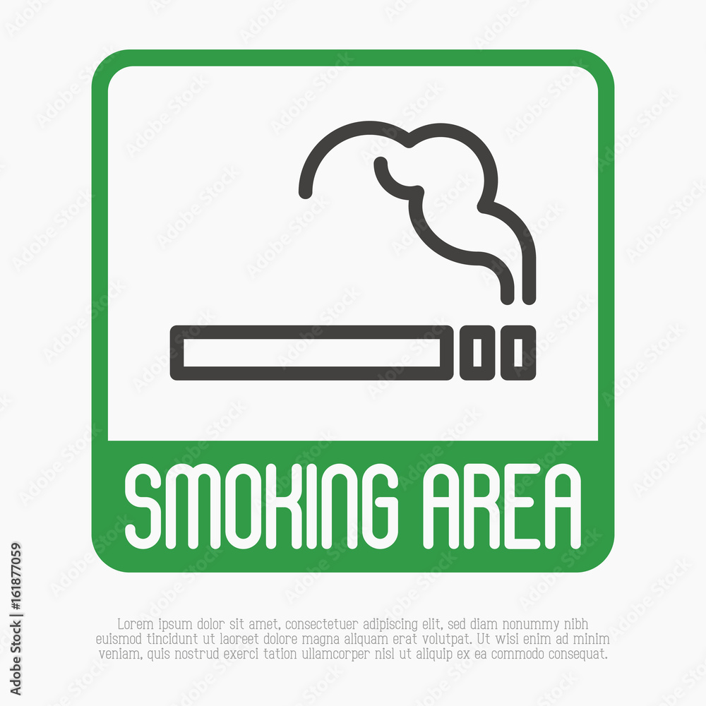 Smoking area thin line sign. Vector illustration. Smoking area thin line sign. Vector illustration.