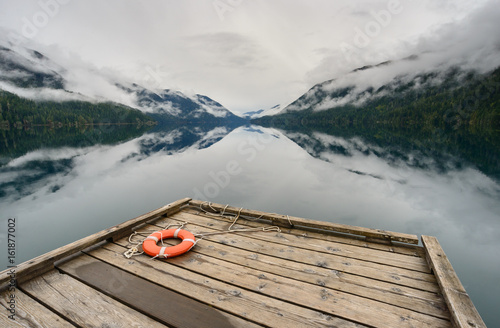 Misty Morning at Lake Crescent at Olympic National Park photo