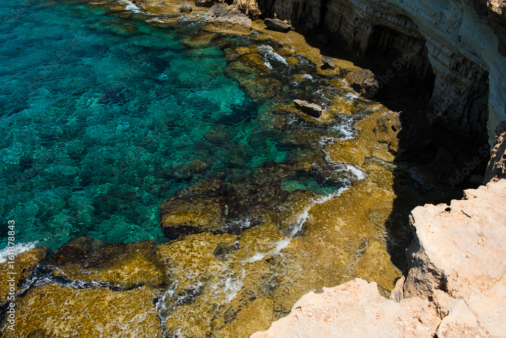 Obraz premium Sea caves near Ayia Napa, Mediterranean sea coast, Cyprus