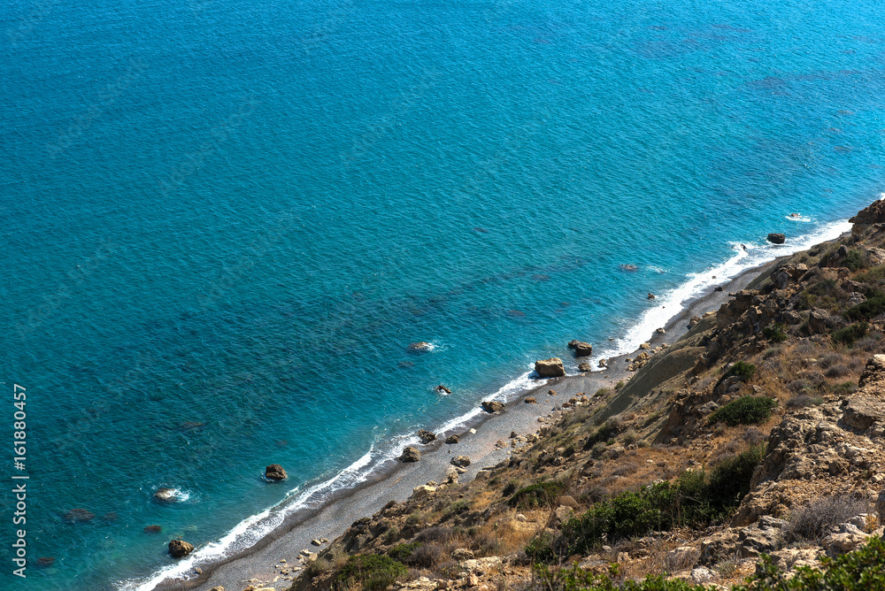 Sea and coastline view from a rocky height