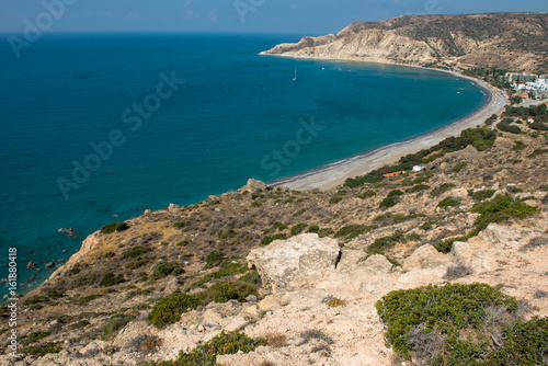 Sea and coastline view from a rocky height