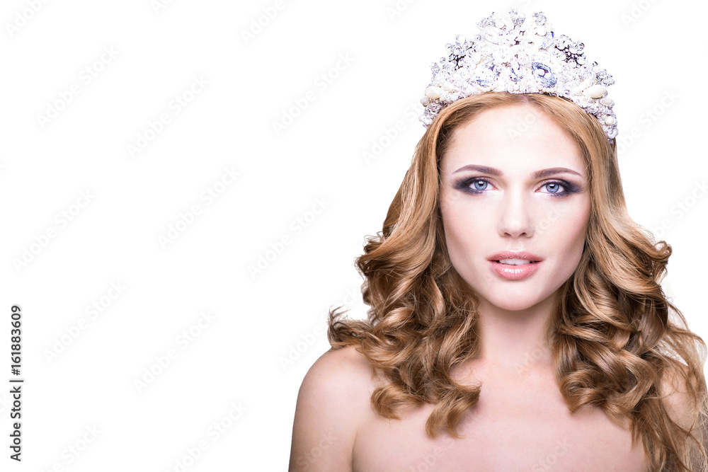Beauty woman as a queen with fashionable make-up.