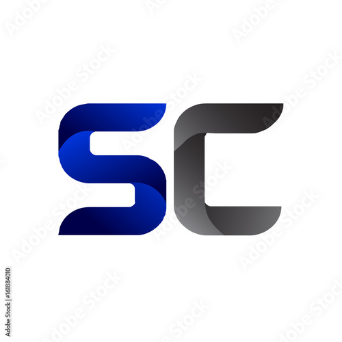 Modern Simple Initial Logo Vector Blue Grey sc