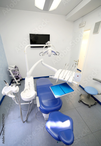 Dental clinic with special chair and dental care equipment