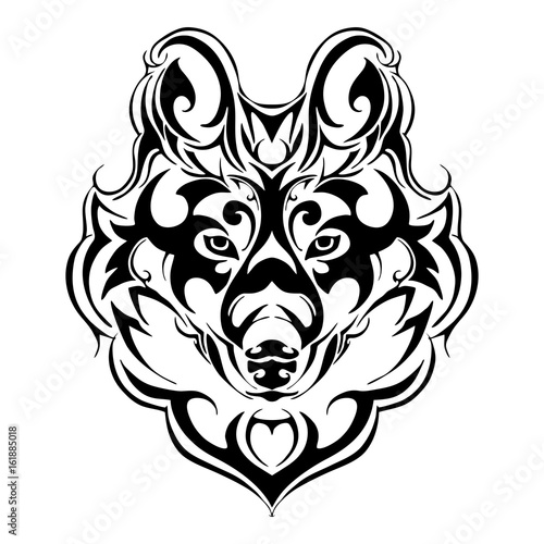 terrorize wolf head tribal tattoo Silhouette isolated vector 