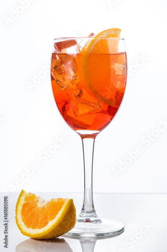 Aperol spritz cocktail in glass isolated on white background

