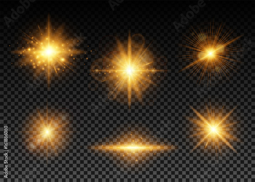 Canvas-taulu Vector illustration of golden lights set