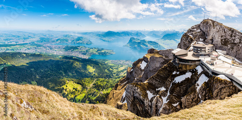 Panorama, Pilatus Kulm, Gipfel über dem Vierwaldstättersee, Schweiz, Europa