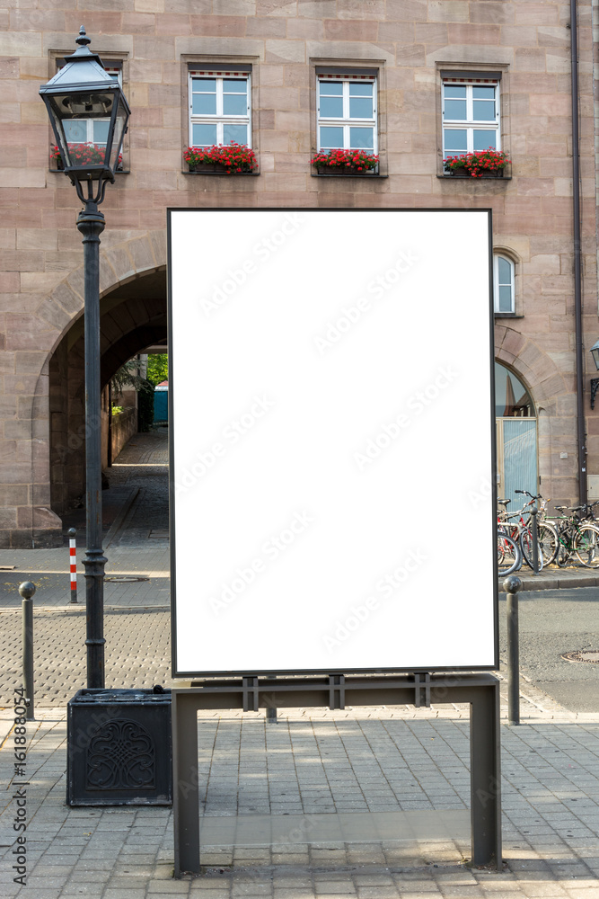 Blank ad space sign isolated in the street Blank ad space sign isolated in the street