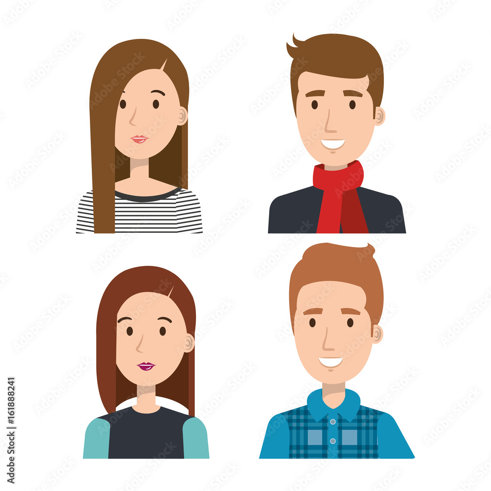 Set of young people over light background vector illustration Set of young people over light background vector illustration