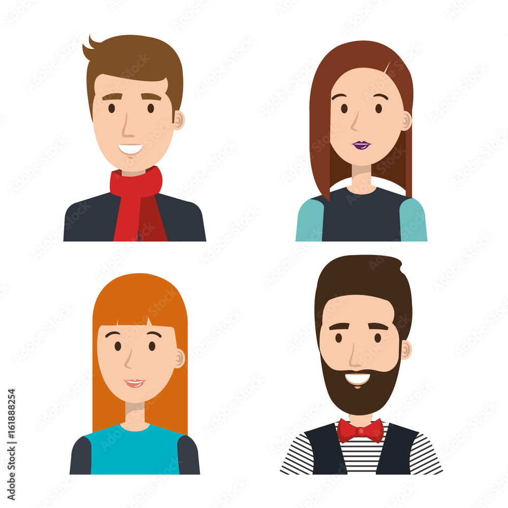 Set of young people over light background vector illustration Set of young people over light background vector illustration