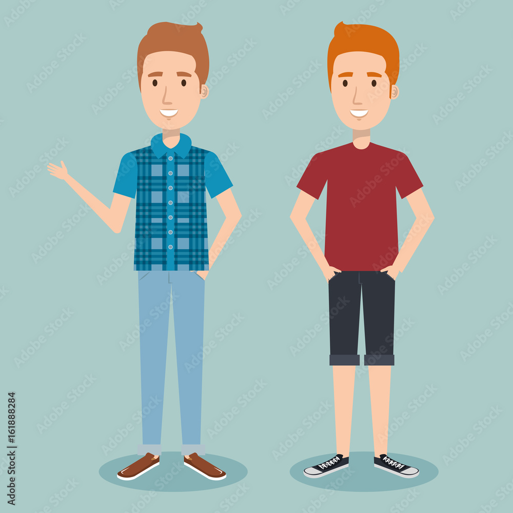 Young men over light background vector illustration Young men over light background vector illustration