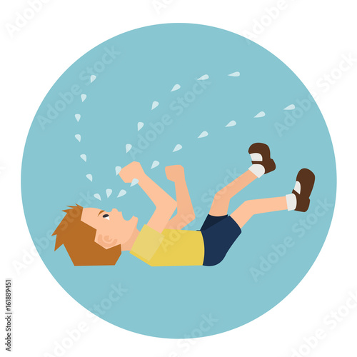 toddler in hysterics on the floor vector cartoon