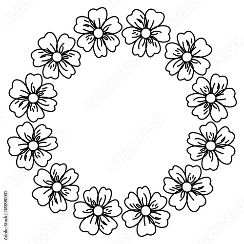 circular frame deoration floral vector illustration design © Gstudio