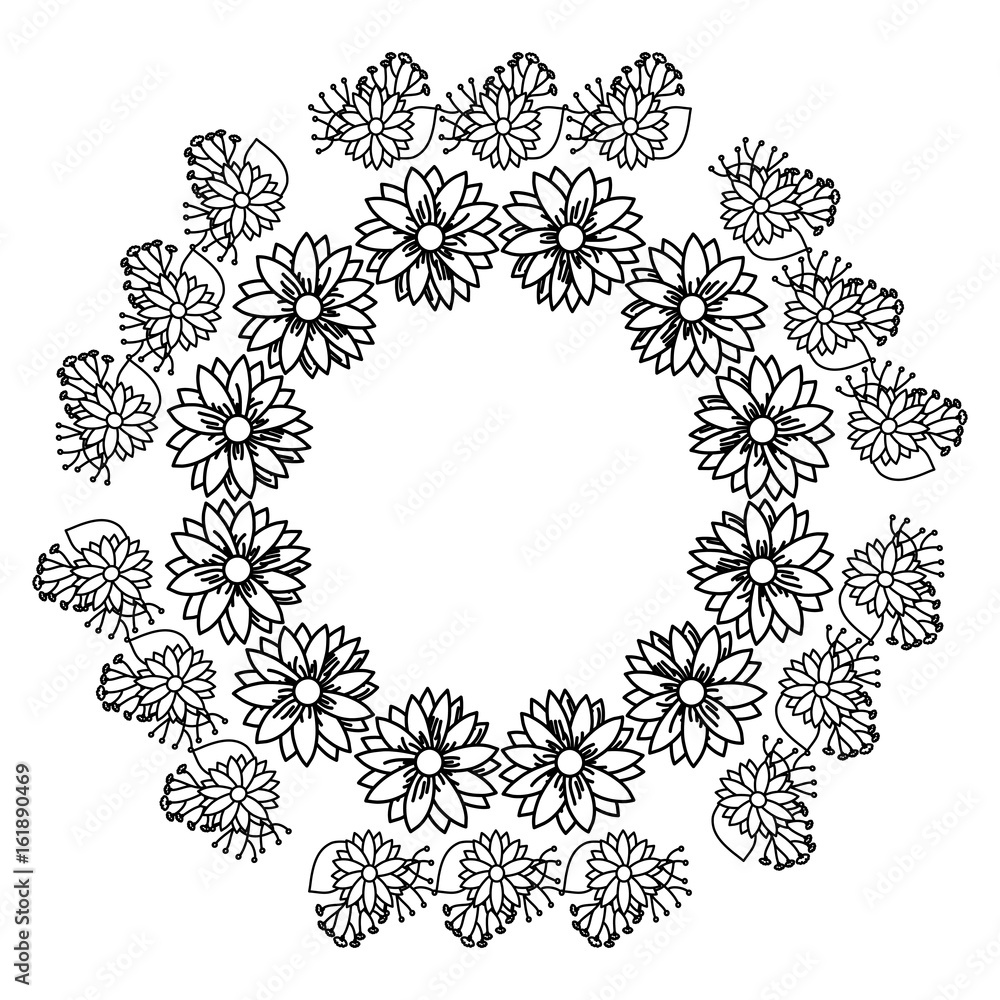 circular frame deoration floral vector illustration design