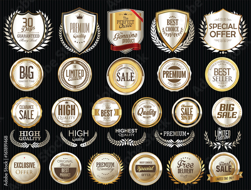 Premium and luxury silver retro badges and labels collection