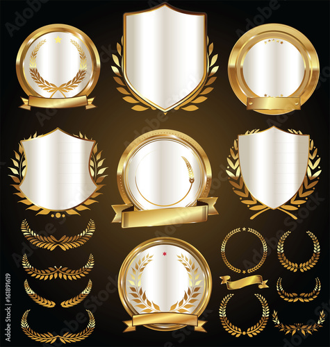 Premium and luxury silver retro badges and labels collection
