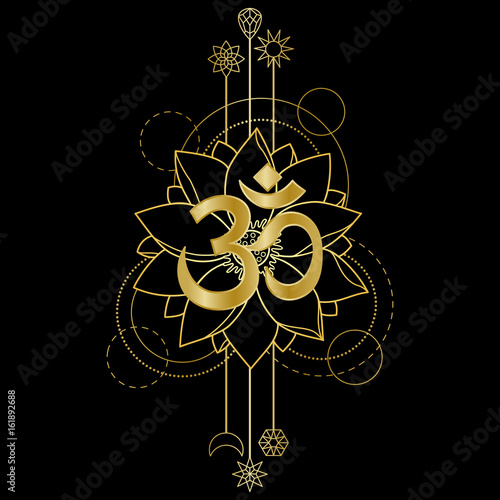 Gold Om and Lotus