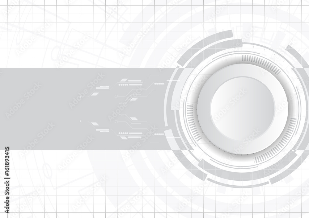 Button and hi-tech circle form on grid background Button and hi-tech circle form on grid background