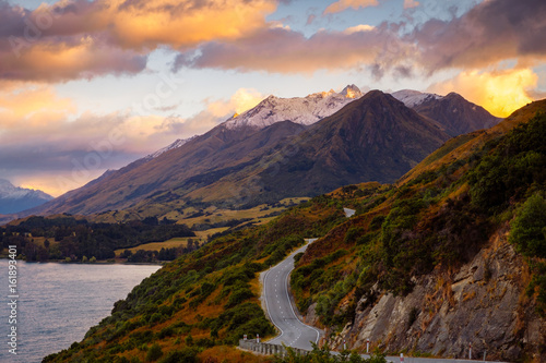 Scenic view of mountain landscape and the road  Bennetts bluff  NZ