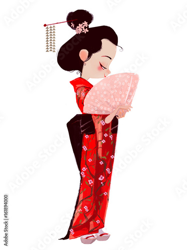 Cute Girl in Geisha dress photo