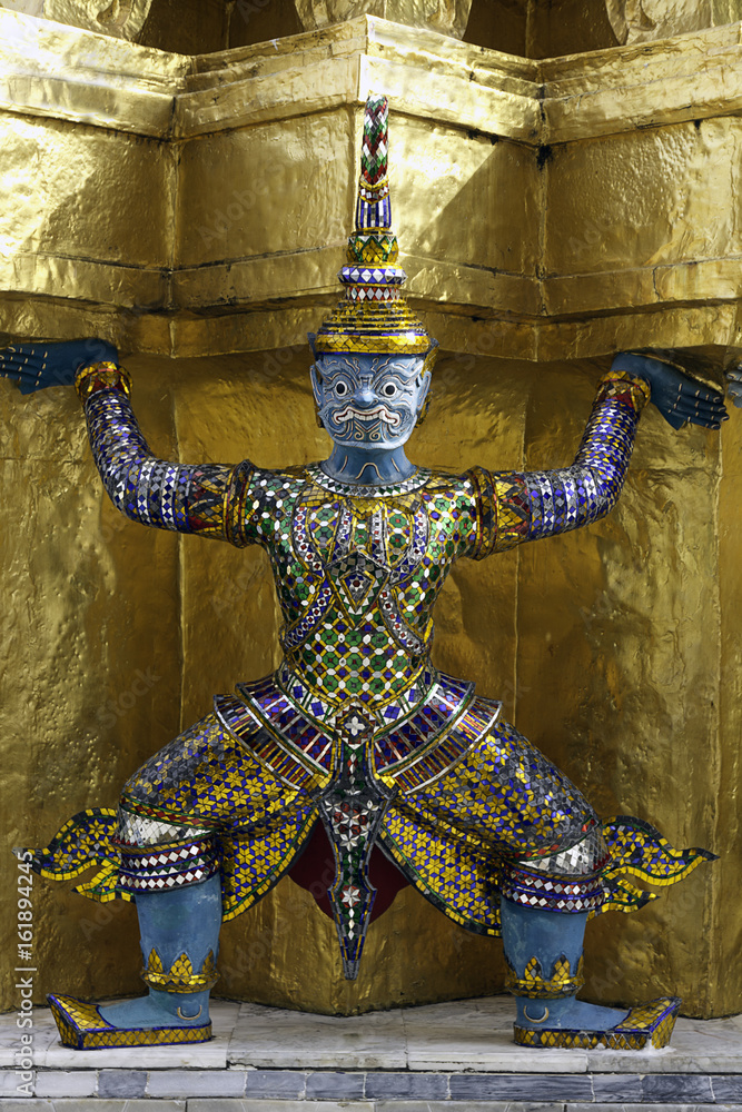 Ceramic Ramakien figure,at Wat Phra Kaeo of the Grand Palace, Bangkok, Thailand