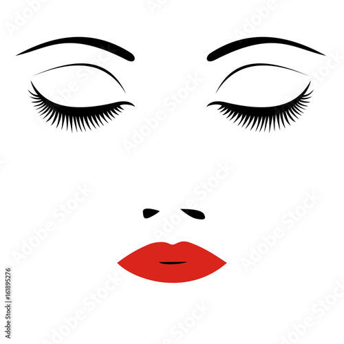 Woman beautiful closed eyes. vector illustration.
