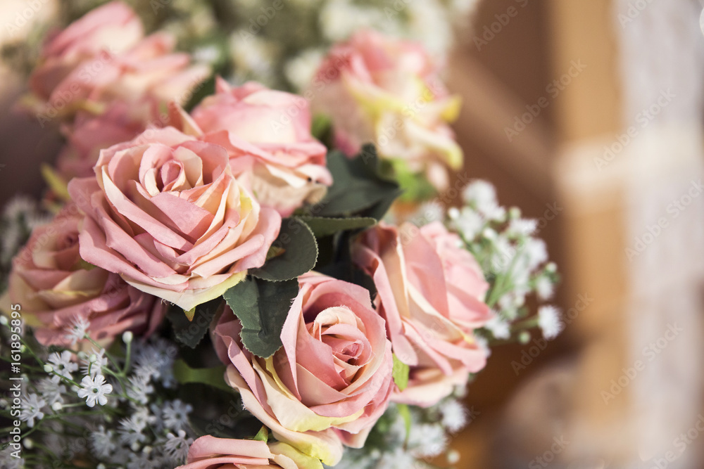 Obraz premium Wonderful luxury wedding bouquet of different flowers. Decorate flowers for wedding