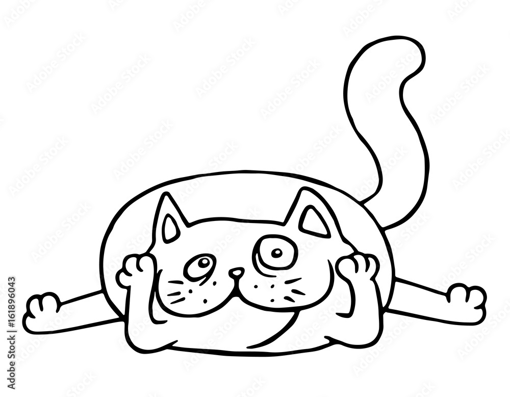 Cartoon admires cat. Vector illustration. Cartoon admires cat. Vector illustration.