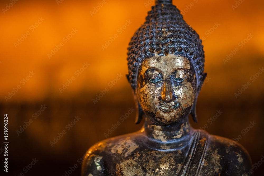 Bronze gilded Buddha, temple statue from Thailand