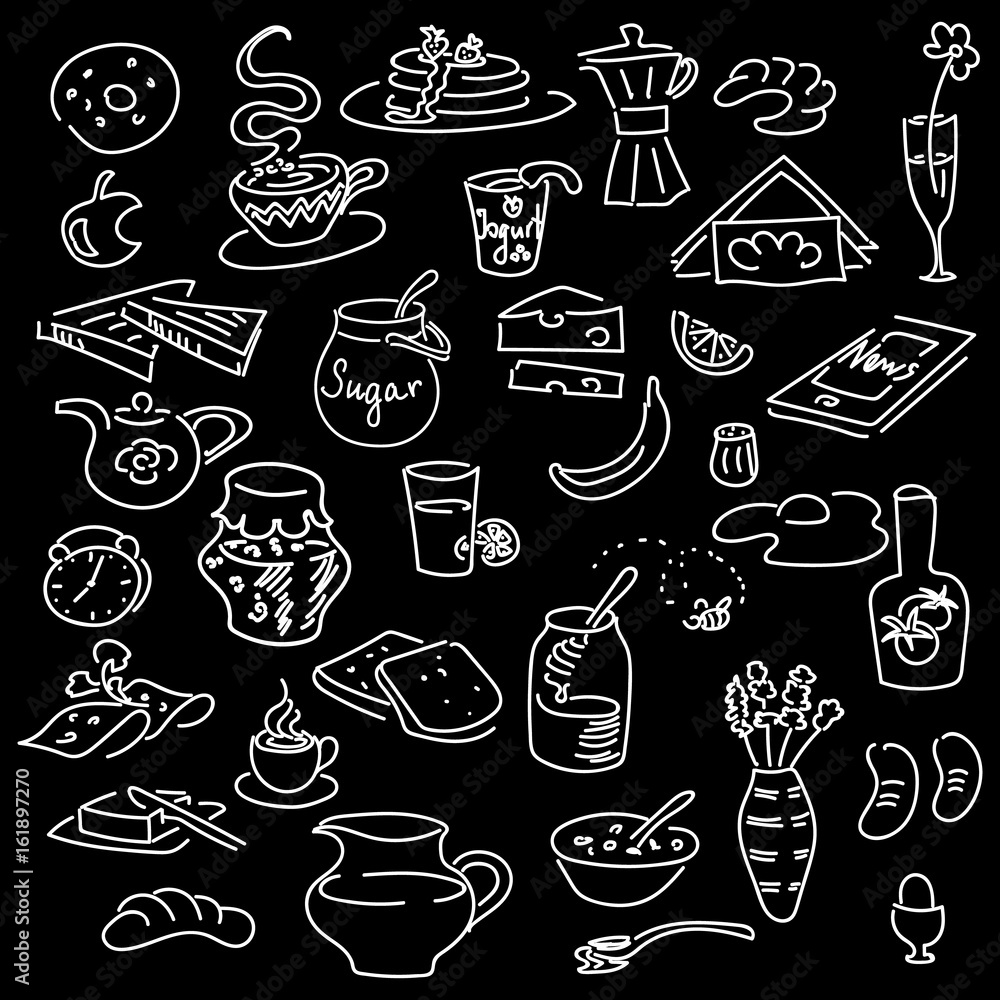 Morning breakfast doodle pattern. sketch Morning breakfast doodle pattern. sketch