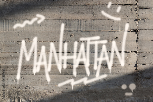 Manhattan Word Graffiti Painted on Wall