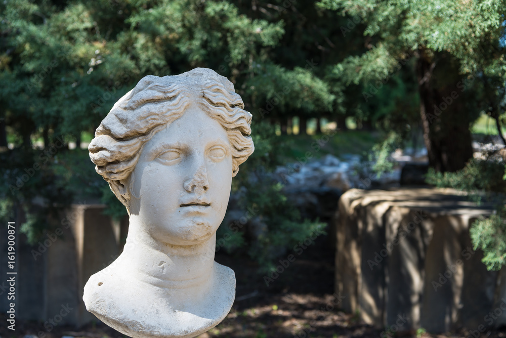 Head of Artemis at Claros, Izmir province, Turkey. Claros, an ancient Greek sanctuary on the coast of Ionia, famous for a temple and oracle of Apollo